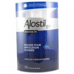 Alostil 5% Minoxidil Mousse Pour Application Cutanée Chute De Cheveux Modérée 3x60 g