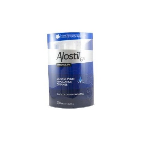 Alostil 5% Minoxidil Mousse Pour Application Cutanée Chute De Cheveux Modérée 3x60 g pas cher, discount