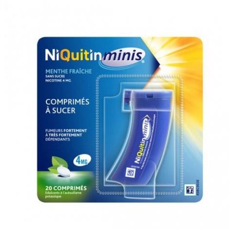 NiQuitin Minis 4mg Menthe Fraîche Sans Sucre  20 Comprimés pas cher, discount
