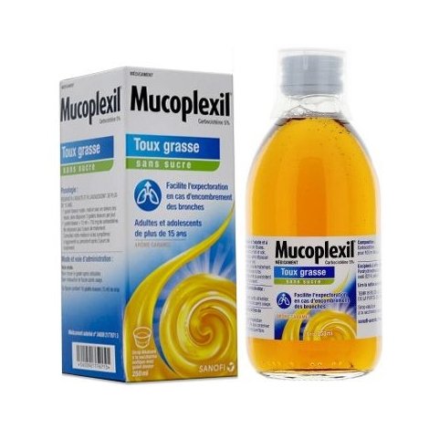 Mucoplexil Toux Grasse Sirop Sans Sucre Arome Caramel 250ml
