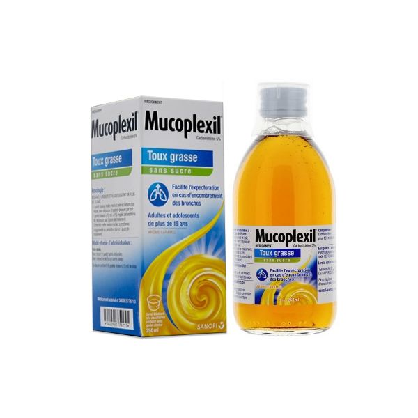 Mucoplexil Toux Grasse Sirop Sans Sucre Arome Caramel 250ml