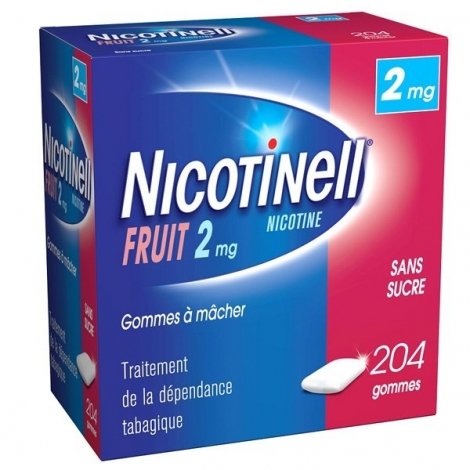 Nicotinell 2 mg Fruit 204 Gommes à mâcher Sans Sucre pas cher, discount