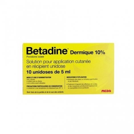 Betadine Dermique 10% Plaies Et Brûlures 10x5ml pas cher, discount