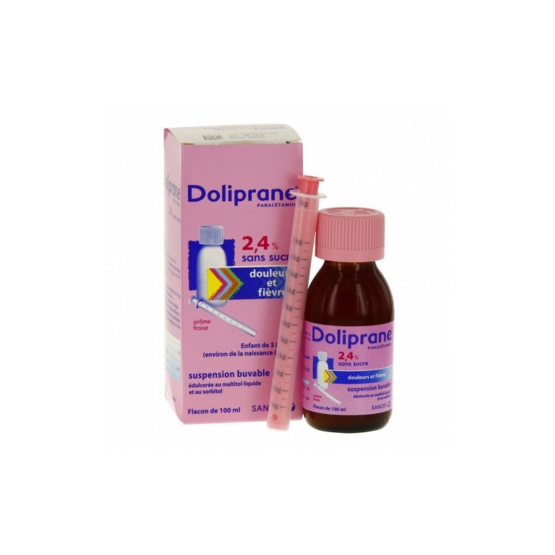 Doliprane 2,4% Sans Sucre Suspension Buvable Enfant 100ml