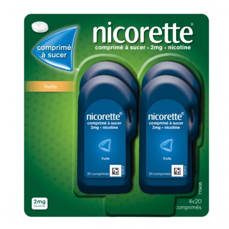 Nicorette Comprimé A Sucer 2mg Nicotine Fruits 4x20 pas cher, discount