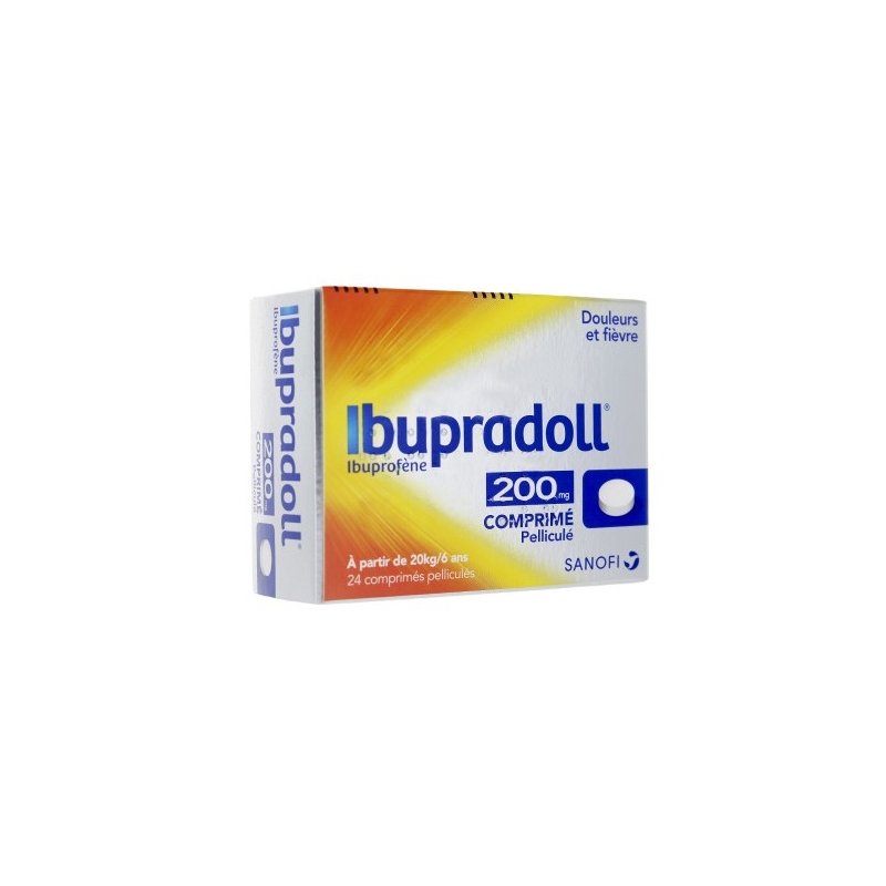 Ibupradoll 200mg Ibuprofène Douleurs Et Fièvre x24 Comprimés