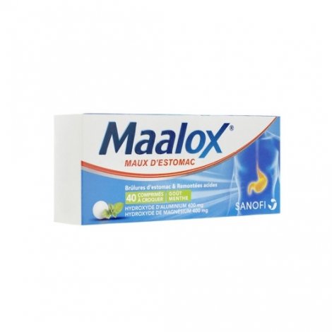 Maalox Brûlures D'Estomac Remontées Acides Menthe x40 Comprimés pas cher, discount