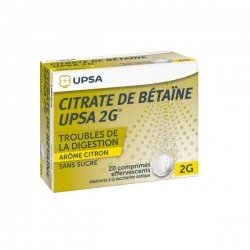 Citrate de Bétaïne UPSA Citron Sans sucre 20 Comprimés Effervescents