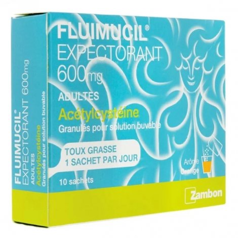 Fluimucil Expectorant Toux Grasse Arôme Orange 600 mg 10 sachets pas cher, discount