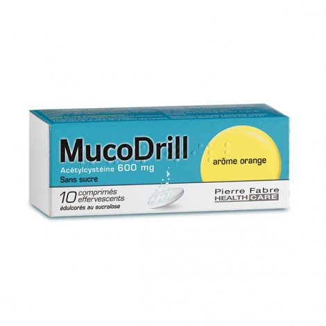 MucoDrill Acétylcystéine 600mg Arôme Orange x10 Comprimés pas cher, discount