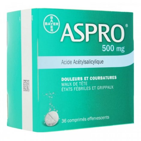Aspro 500mg Douleurs et Courbatures 36 comprimés effervescents pas cher, discount