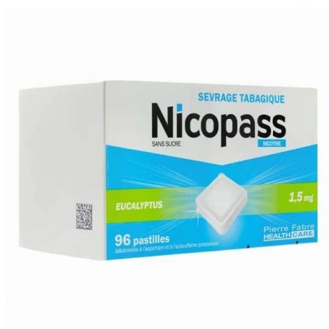 Nicopass 1,5 mg Eucalyptus Sans Sucre 96 Pastilles  pas cher, discount