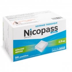 Nicopass 1,5 mg Réglisse Menthe Sans Sucre 96 Pastilles