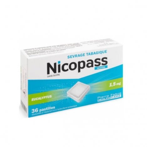 Nicopass 1,5 mg Eucalyptus Sans Sucre 36 Pastilles pas cher, discount