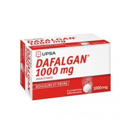 Dafalgan 1000mg Fièvre et douleurs légère à modérées 8 comprimés effervescents pas cher, discount