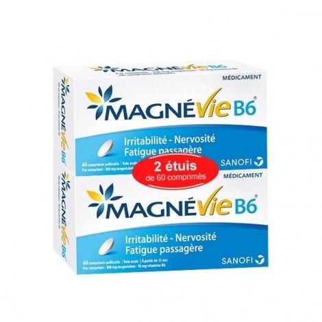 Magnévie B6 100 mg Fatigue, Nervosité, Anxiété 2x60 comprimés pas cher, discount