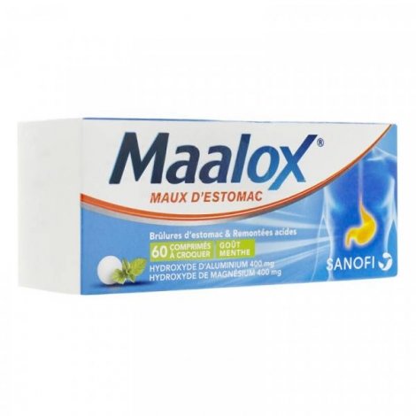 Maalox Brûlures D'Estomac Remontées Acides Menthe x60 Comprimés pas cher, discount