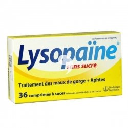 Lysopaine Sans Sucre Mal de Gorge 36 Comprimés à Sucer