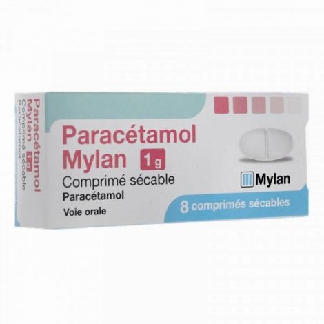 Paracétamol Mylan 1g 8 comprimés pas cher, discount