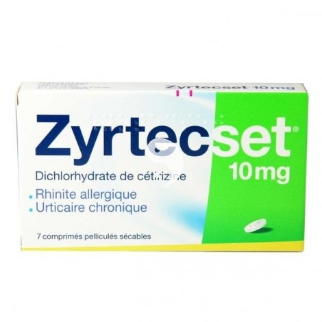 Zyrtecset 10 mg boîte de 7 comprimés sécables pas cher, discount