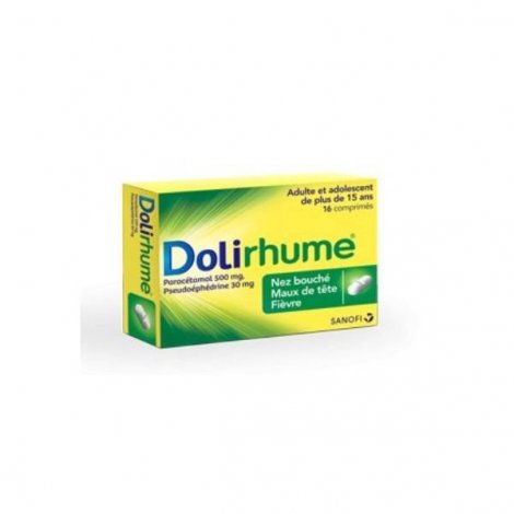 Dolirhume Paracetamol et Pseudoéphédrine 500 mg/30 mg Boîte de 16 Comprimés pas cher, discount