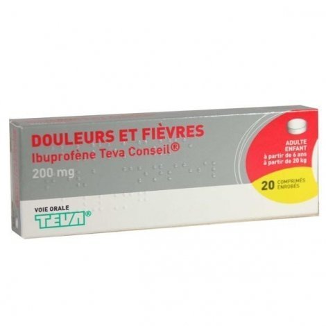 Ibuprofène 200 mg Teva Douleurs et Fièvres 20 Comprimés Enrobés pas cher, discount