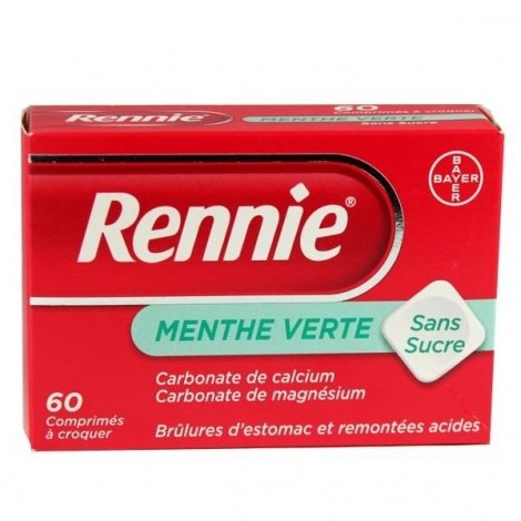 Rennie Menthe Verte Sans Sucre 60 Comprimés pas cher, discount