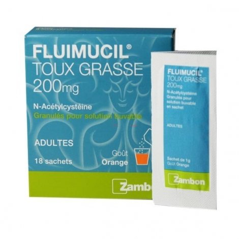 Fluimucil 200mg Toux Grasse Adulte 18 Sachets pas cher, discount