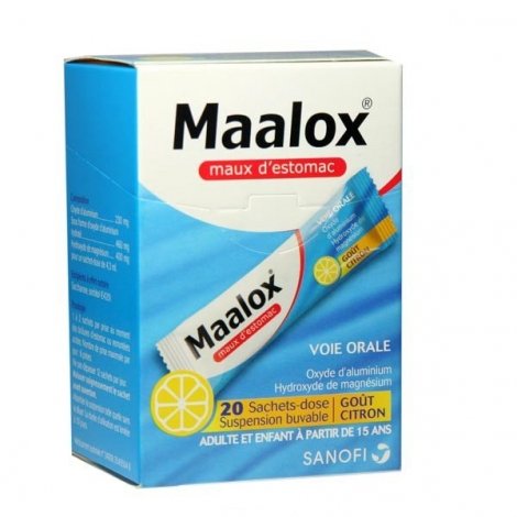 Maalox Maux d'Estomac Citron 20 Sachets-Dose Suspension Buvable pas cher, discount