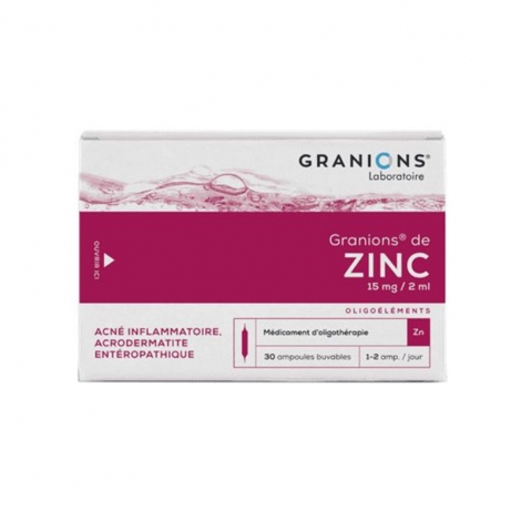 Granions de zinc Acné Inflammatoire 15mg/2ml 30 ampoules pas cher, discount