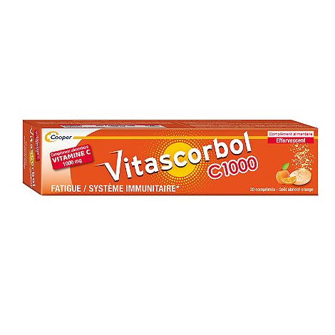 Vitascorbol Vitamine C 1000 mg 20 Comprimés Effervescents pas cher, discount