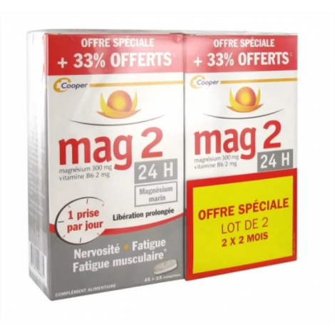 Mag 2 24 H 45 Comprimés + 15 Comprimés Offerts Lot de 2 pas cher, discount