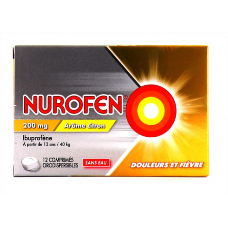Nurofen 200 mg Douleurs et Fièvre Arôme CItron 12 Comprimés Orodispersibles pas cher, discount