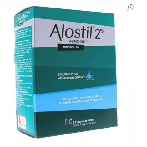 Alostil 2% Minoxidil Solution Chute de Cheveux Modérée 3x60ml pas cher, discount