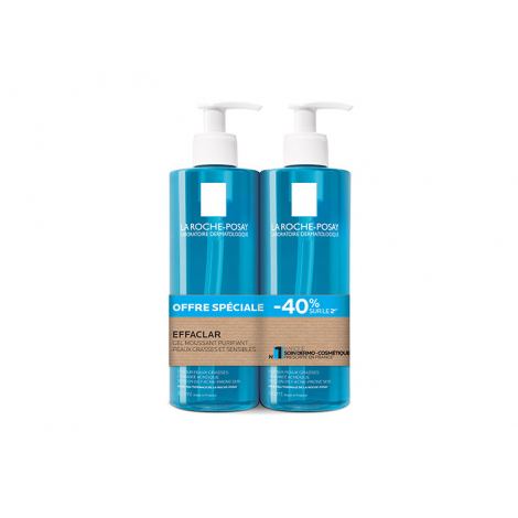 La Roche-Posay Effaclar Gel Moussant Purifiant 2 x 400ml pas cher, discount